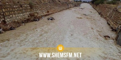 ارتفاع منسوب المياه بوادي تاسة: قطع حركة المرور بطريق سيدي عبيد في بوسالم