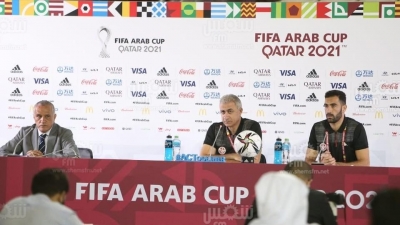 كأس العرب فيفا 2021: الندوة الصحفية للمدرب الوطني منذر الكبير(صور مختار هميمة)